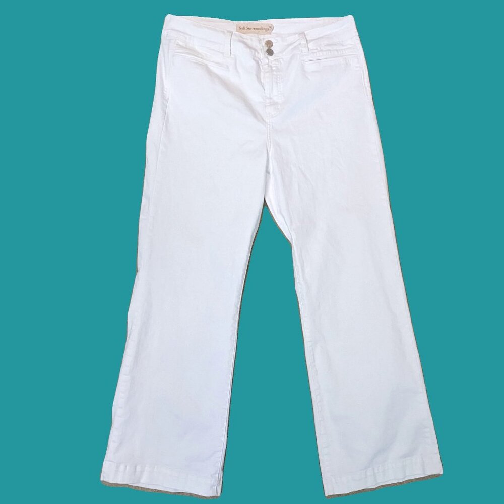 Soft Surroundings White Denim Jeans Size 14 Preowned - Picture 1 of 4